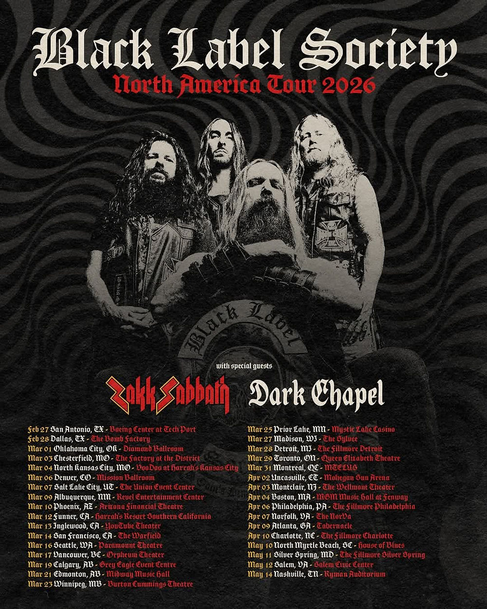 Black Label Society 2026 Tour