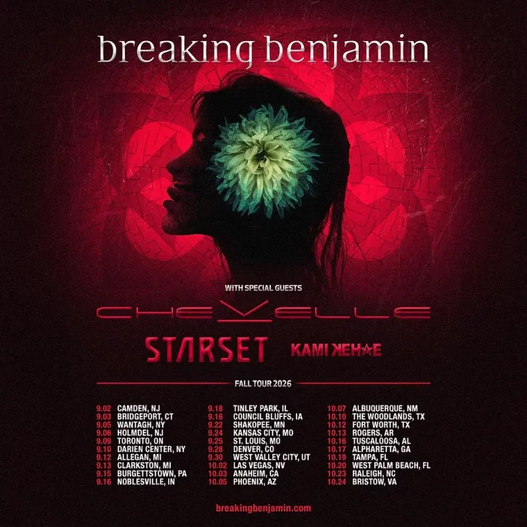 BREAKING BENJAMIN ANNOUNCE FALL 2026 NORTH AMERICAN TOUR WITH CHEVELLE, STARSET, AND KAMI KEHOE