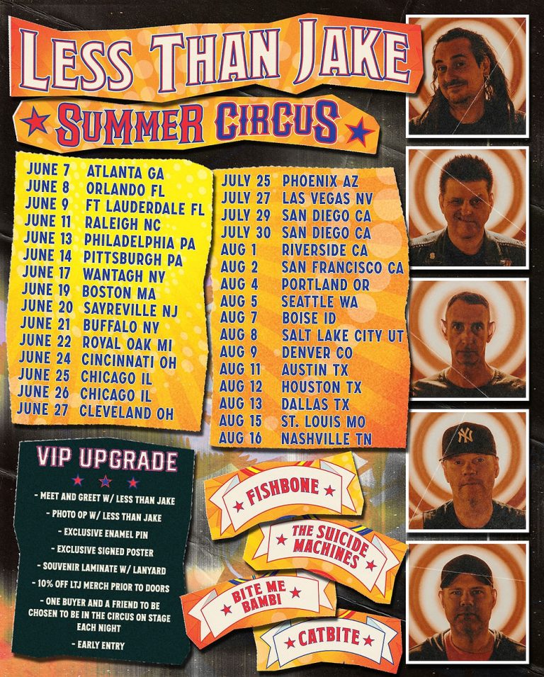 Less Than Jake Launches 2025 Summer Circus Tour with Fishbone, Suicide Machines, Catbite, and Bite Me Bambi