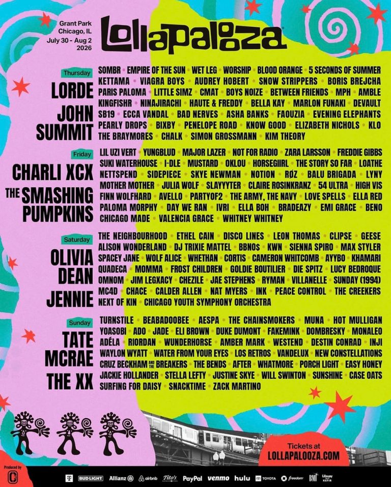 Lollapalooza 2026 Announces Massive Lineup Led by Charli XCX, Lorde, and More
