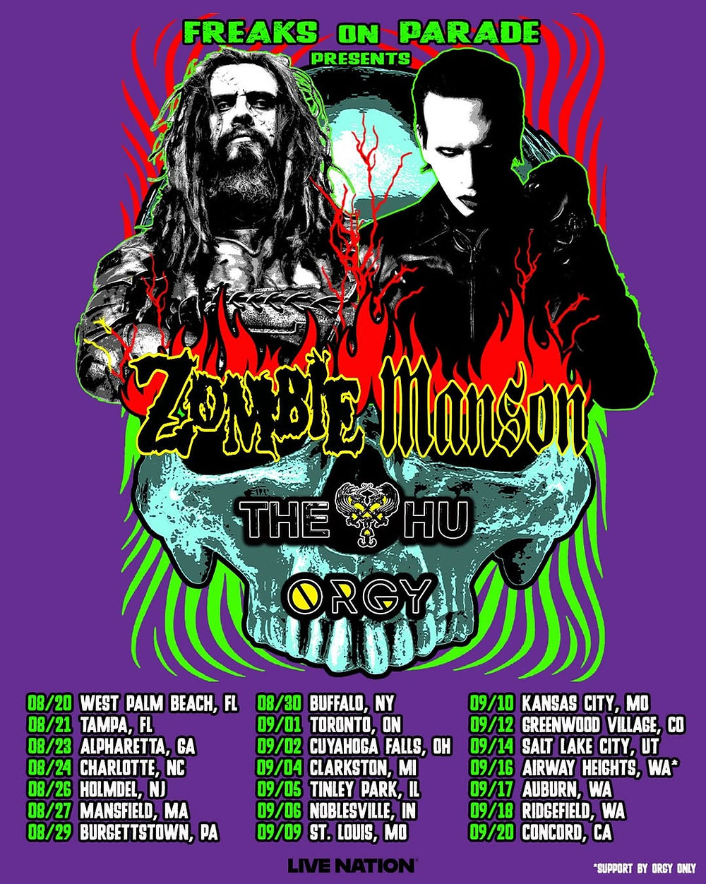 Rob Zombie & Marilyn Manson Announce 2026 “Freaks on Parade” Tour