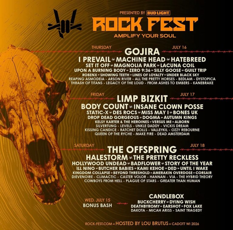 Rock Fest 2026 Lineup Announced With Gojira, Limp Bizkit, and The Offspring