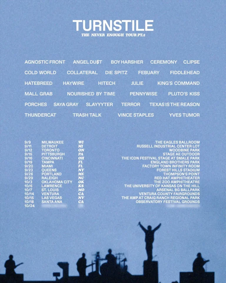 Turnstile Announce The Never Enough Tour Pt. 2 with Curated Lineups Across North America