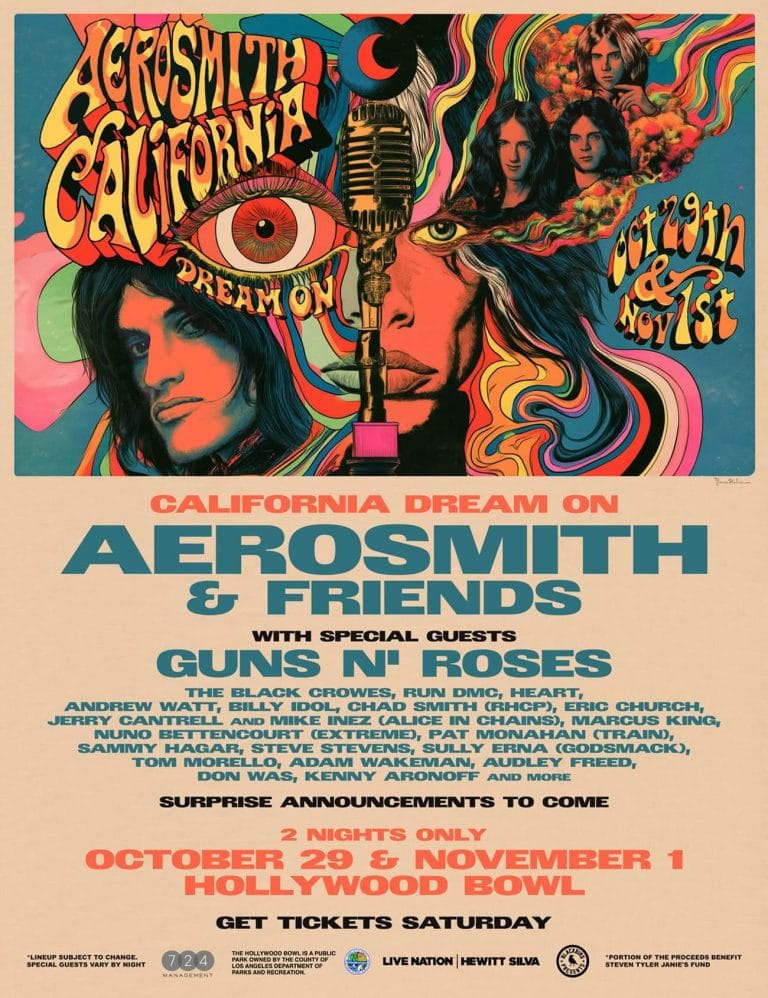 AEROSMITH & FRIENDS ANNOUNCES CALIFORNIA DREAM ON WITH LOS ANGELES DATE AT HOLLYWOOD BOWL