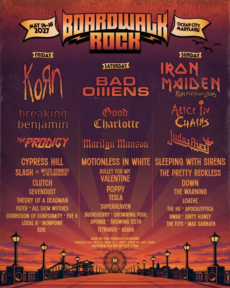 BOARDWALK ROCK LINEUP: KORN, BAD OMENS AND IRON MAIDEN
