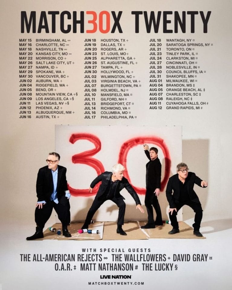 MATCHBOX TWENTY ANNOUNCES MATCH30X TWENTY TOUR WITH ALPHARETTA DATE AT AMERIS BANK AMPHITHEATRE