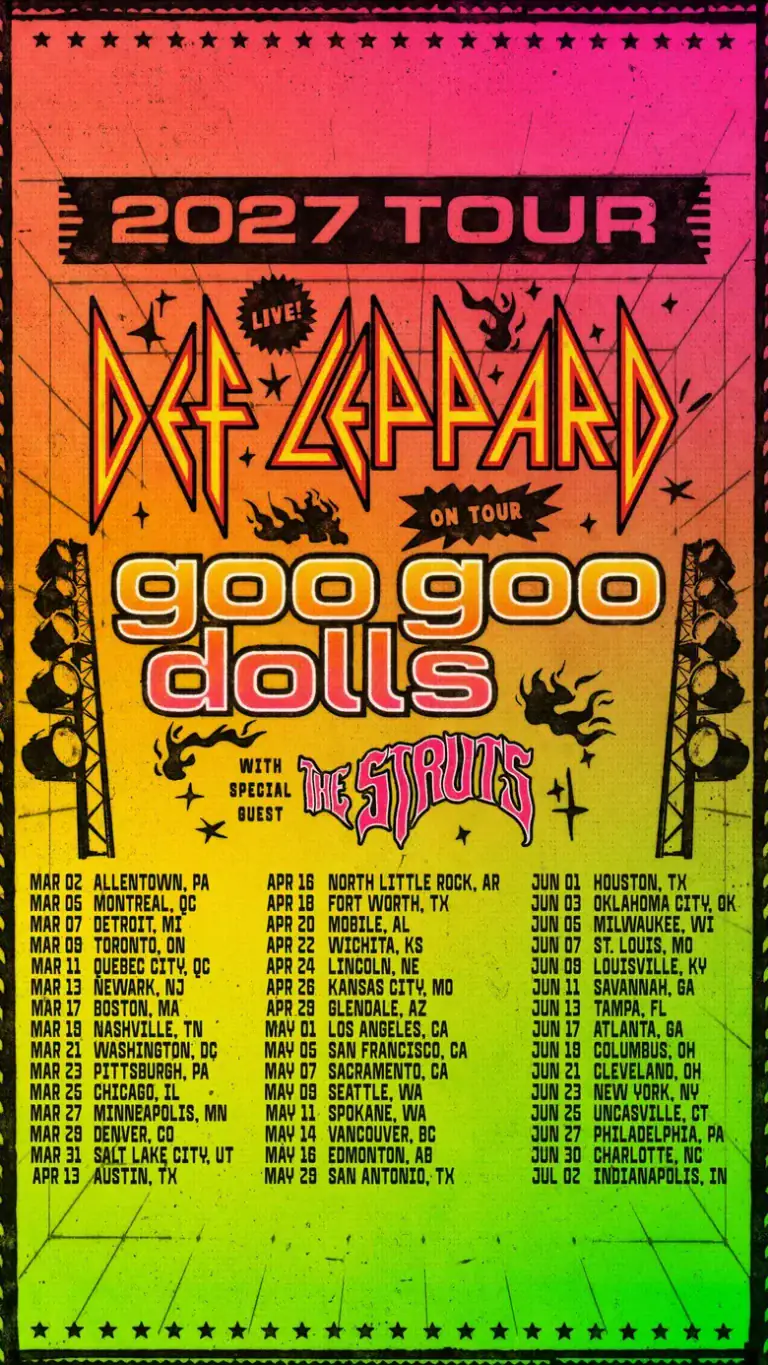 DEF LEPPARD ANNOUNCES HUGE 2027 TOUR WITH GOO GOO DOLLS AND THE STRUTS